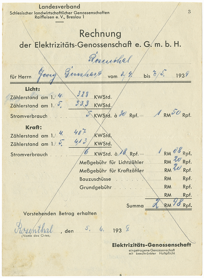 Strom Rechnung Belegrückseite