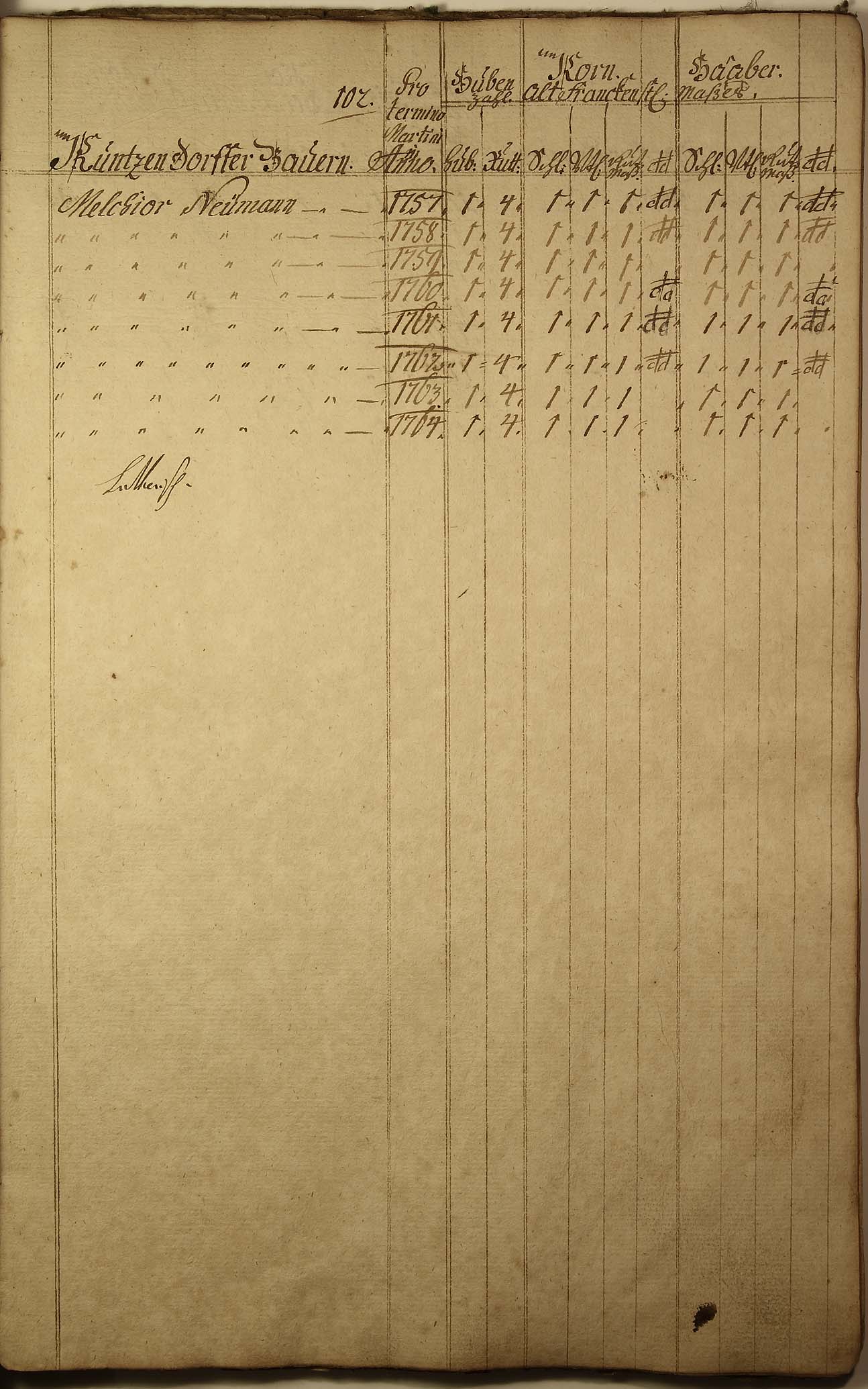 Decem-Register 1757 Seite 102